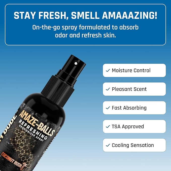 Derm Dude Below-the-Belt Deodorant Bundle | Happy Sack Anti-Chafing Cream 2oz + Amaze Ball Deodorant Spray 2oz | Groin &amp Sack Odor Control Sweat Protection Talc-Free Aluminum-Free with DeoPlex