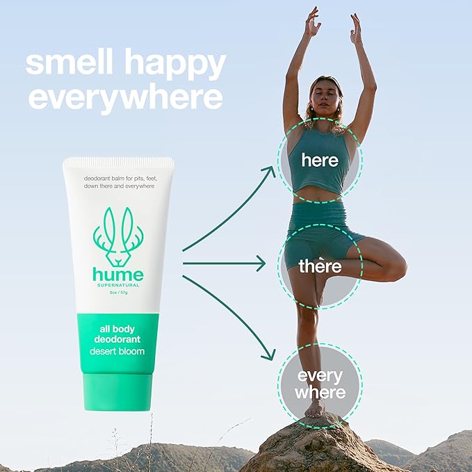 Hume Supernatural Desert Bloom Body Care Set – 3-Piece Gift Bundle with Aluminum-Free Whole Body Balm Dry Body Oil &amp Body Wash – Plant-Based Sensitive Skin Friendly