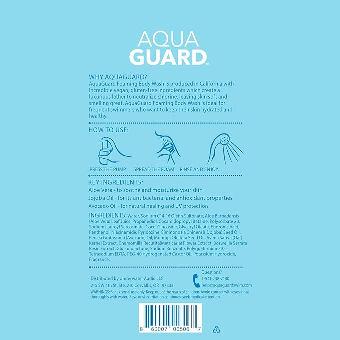 AQUA GUARD After-Swim Foaming Body Wash | Leaves Skin Soft and Smooth + Neutralizes Chlorine Scent and Residue (2-Pack)