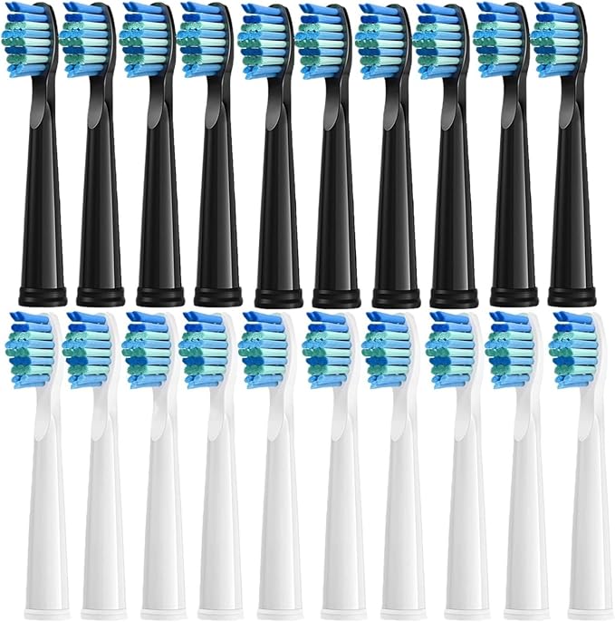4 Pcs Electric Toothbrush Heads Compatible with Fairywill D7/D8/FW507/FW508/FW551/917/959/SG-E9(10White 10Black)