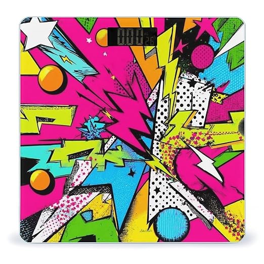 Energy Saving Scale Bathroom Weighing Scale Smart Scale for Body Weight Digital Pink Geometric 80s 90s Style