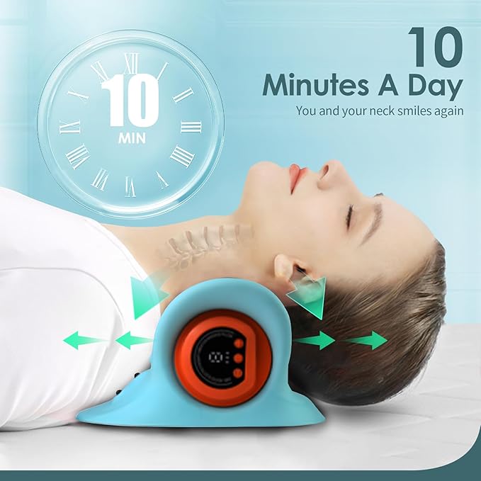 Neck Massager with Cervical Traction Ergonomic Neck Pain Relief Device Portable Neck Relaxer for Home &amp Office Lightweight Neck Support Massager