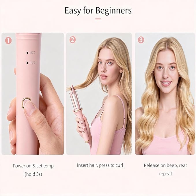 Automatic Hair Curler 25mm - Negative Ion &amp Ceramic Rotating Barrel for Hair Protection 3-Speed Adjustable Temperature Fast Heat Up Anti-Tangle DesignTangle-Free Curling for All Hair