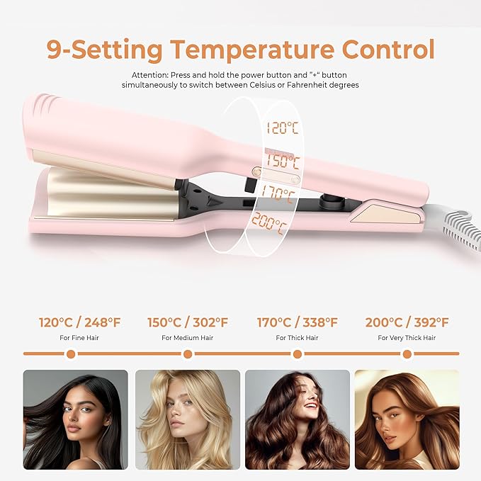 Waver Hair ToolMini Waver Curling IronCurling Iron Hair Crimper WaverIonic Deep Waver Curling Wand with Ceramic 2 Barrel for WomenDouble Voltage Easy to Use Pink 1.25 Inch