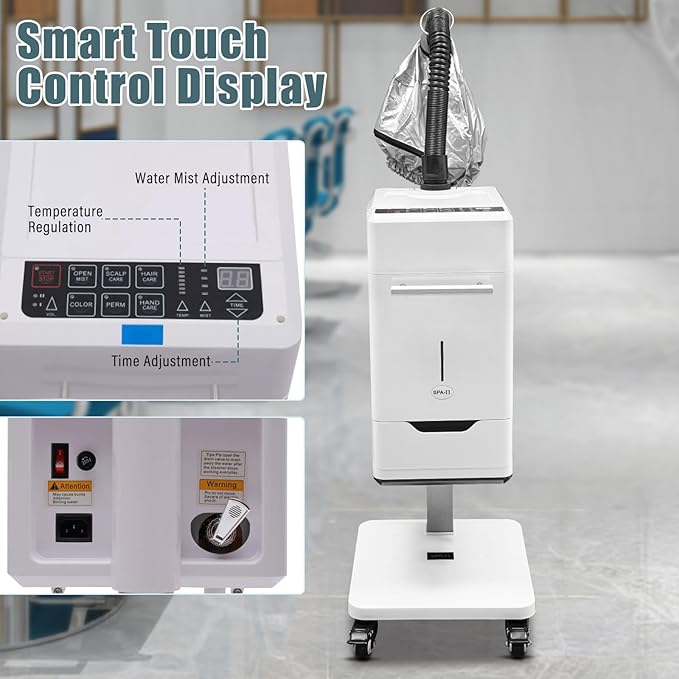 Nano Hair Steamer Anion Hair Color Processor 110V 500W Professional Hair Care Hair Repair Salon Spa Kit with Wheels Vertical Nano Hair Steamer Machine Beauty Salon Hair Steamer