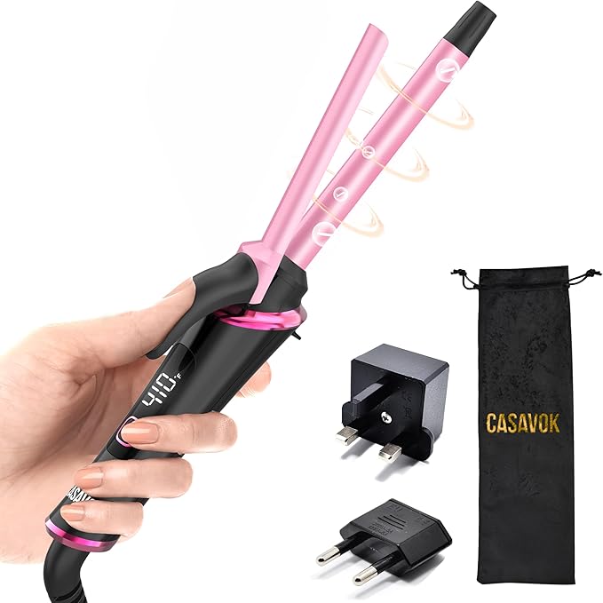 Mini Curling Iron for Travel110~240V Dual Voltage with European Plug AdapterSmall Curling Iron for Short Hair1/2 inch Ceramic Curling Irons for WomenSmall Barrel for Bouncy Curls5 Digital Temp