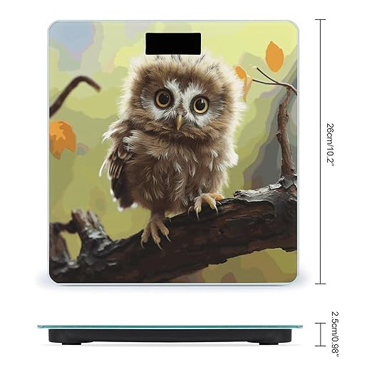Real Cute Baby Owls Digital Bathroom Scale for Body Weight with High Precision Digital Weighing Scale with BMI Clear LCD Display and Step-On Measures Weight Up to 180kg