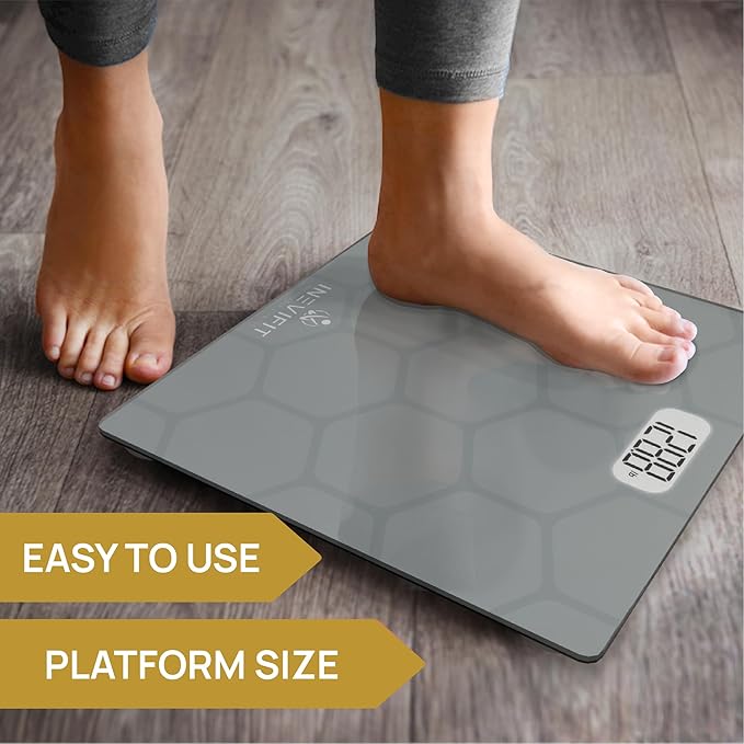 INEVIFIT Bathroom Scale Highly Accurate Digital Bathroom Body Scale Measures Weight up to 400 lbs. Includes Batteries
