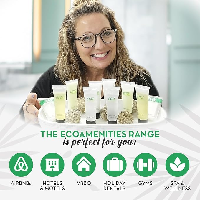 ECO amenities Travel Shampoo Tubes - Hotel Shampoo Supply - TSA-Approved Travel Essentials - 1 fl oz Pack of 200 Clear Flip-Cap Tubes Green Fragrance