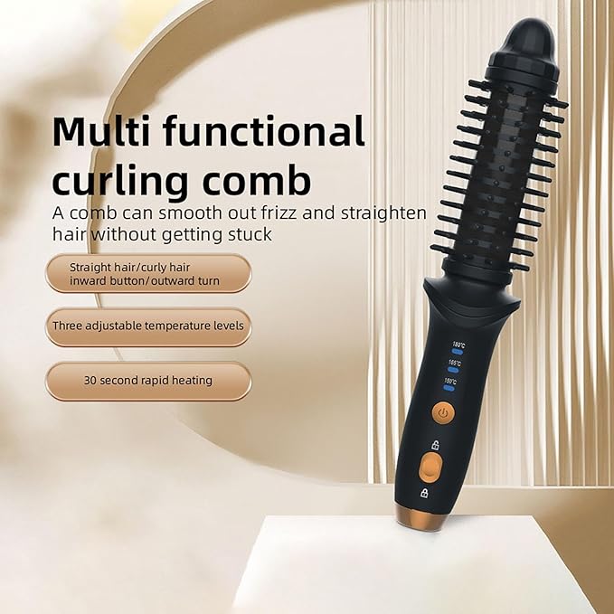 Cordless Curling Iron for Travel USB Curling Brush Rechargeable Heated Thermal Round Brush Mini Dual Purpose Ceramic Hair Straightener Wand Curler Electric Hot Tools for Short Long Hairs