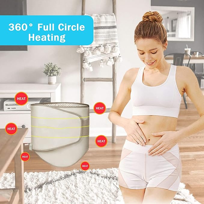Electric Slimming Belt with Hot Compress360° Full CircleHeating4 Massage Modes Widening Relieve Belly Waist Pain Must Plug in Use Free Measuring Ruler for Women &amp Men