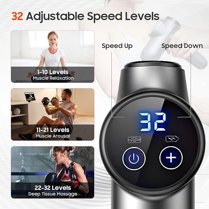 Massage Gun with Heat Compact Handheld Massager for Home Office &amp Gym Mini Massage Gun with 7 Massage Heads Quiet and Portable