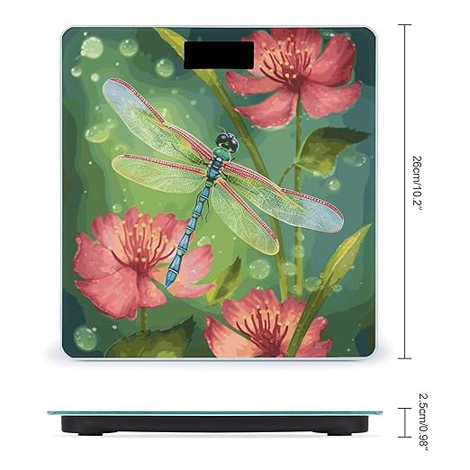 Dragonflies and Flowers Bathroom ScaleHighly Accurate Digital Weighing Machine for People Bright LED Display Weight Scale for The Aldult Home Use