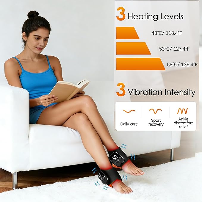 Foot Massager 3-in-1 Cordless Foot and Ankle Massager with Heat &amp Vibration Portable with 3 Modes &amp 3 Heat Levels for Heel Arch and Ankle Comfort at Home/Office/Travel (1 Pic)