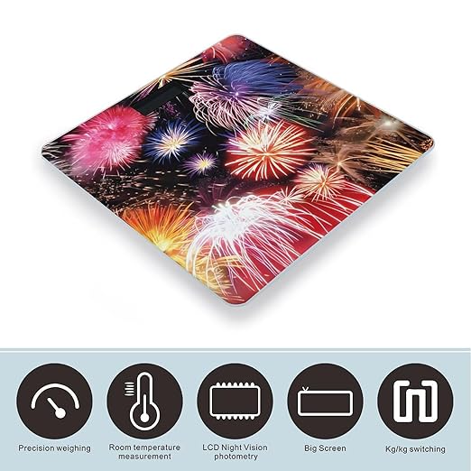 Beautiful Fireworks Scale for Body Weight Digital Bathroom Scale Precision Smart Weighing Scales with Clear LED Display Accurate High Precision Scales Weighing Machine