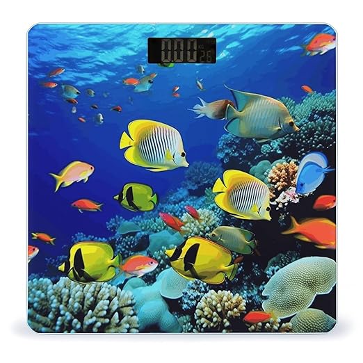 Tropical Ocean Sea Fish Scale for Body Weight Smart Scales Digital Bathroom Scale High Precision Weighing Scales with Large Display Weighing Machine for People