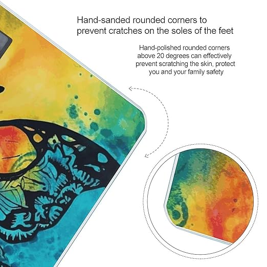 Butterfly Tie Dye Scale for Body Weight Safe Rounded Corners Tempered Glass Digital Bathroom Scale LED Display 400lb Capacity Weight Scales with High Precision Sensors