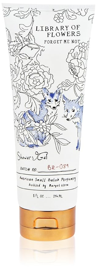 Library of Flowers Forget Me Not Shower Gel 8 fl oz 236 ml Osmanthus Rice Powder &amp White Orchid Shea Moisture Body Wash Luxury Hydrating Women's Liquid Soap