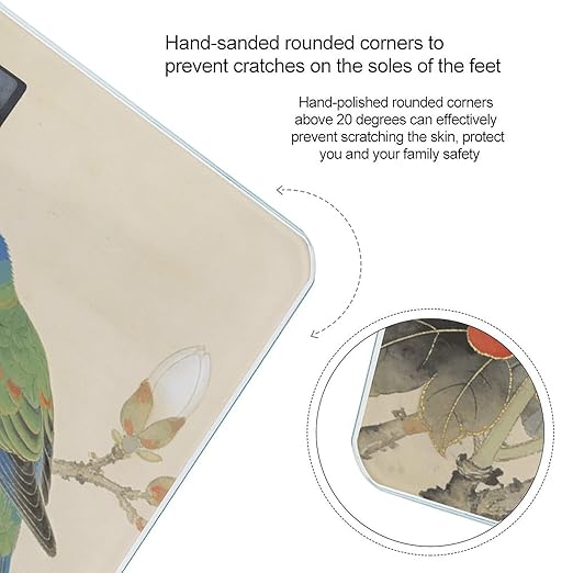 Floral Birds Smart Scale for Body Weight Digital Bathroom Scale Toughened Glass Weight Scale with Large LCD Backlight Display High Precision Scales Weighing Machine