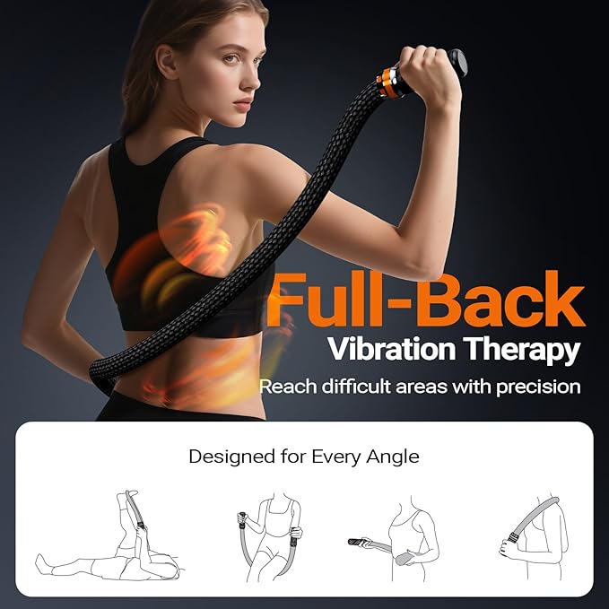 HYAKO S1 3D Flexible Pro Back Massage Rope - Handheld Vibration Therapy Massager &amp Hands-Free for Lower Back Pain Relief 3000-7000 RPM Deep Tissue Muscle Massage GunIdeal for AthletesGym &amp