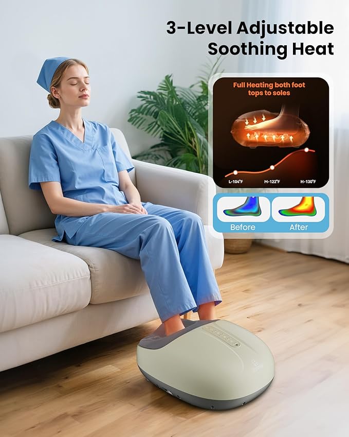 COMFIER Shiatsu Foot Massager with HeatCompression Kneading &amp Rolling Electric Feet Massager for Plantar Fasciitis Foot Warmer Size Up to 15 Gift for Men Women
