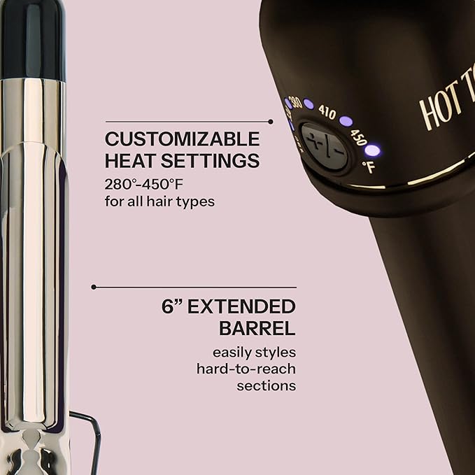 HOT Tools 24K Gold Professional 1/2 Extended Barrel Curling Iron with Clamp for Super Tight Curls - 24K Gold Technology for Long-Lasting Results &amp Longer Barrel for Easy Styling