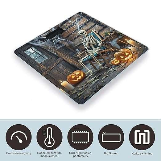 Terrifying Skeleton Ghost Scale for Body Weight Highly Accurate Digital Bathroom Body Scale Digital Bathroom Scales for People Anti-Slip Large LCD Display Smart Scales