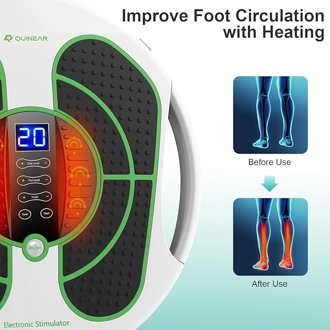 QUINEAR Foot Massager with TENS &amp EMS for Neuropathy Foot Stimulator for Pain Relief and Circulation Nerve Muscle Massager with Remote Control Relieve Swelling and RLS
