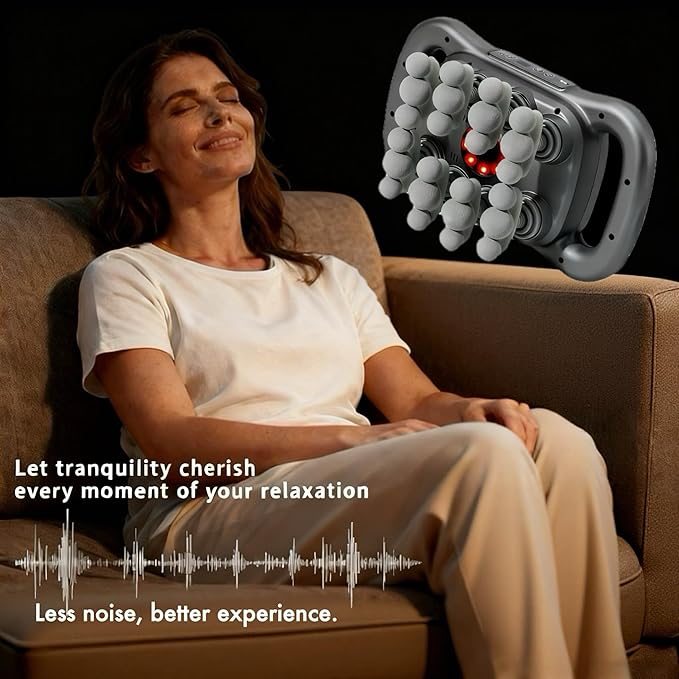 24-Head Deep Tissue Massage Gun Set – Portable Percussion Massager with 9 Modes &amp 9 Intensities Quiet Rechargeable Handheld Body Massager (Gray)