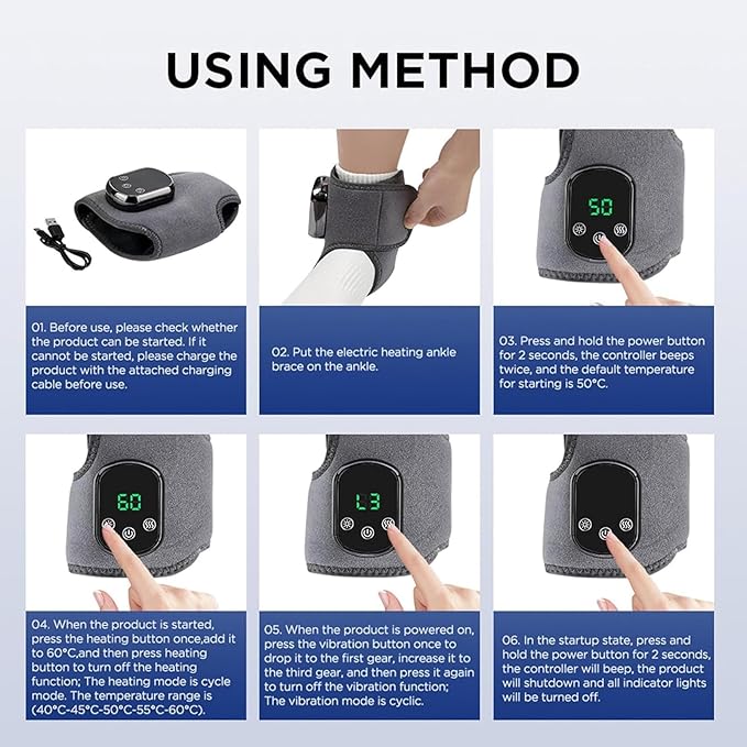2026 Upgraded Triple Method Massager Portable Foot Massager with 3 Vibration Modes &amp 5 Heat Levels One Size Fits Most Triple Therapy Foot Massager for Pain Relief (2PC)
