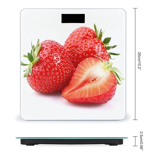 Fresh Strawberry Scale for Body Weight Anti-Slip Sturdy Tempered Glass Weighing Machine Highly Digital Accurate Bright LCD Bathroom Scale for Household Gift