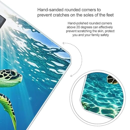 Turtle Swimming in The Sea Scale for Body Weight Highly Accurate Digital Bathroom Body Scale Digital Bathroom Scales for People Anti-Slip Large LCD Display Smart Scales