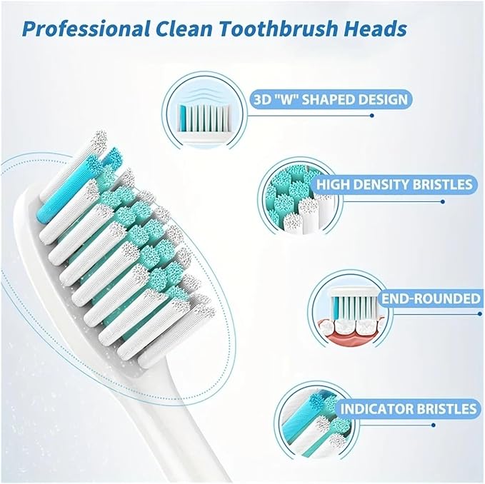 20PCS Replacement Toothbrush HeadCompatible for Phil Head Refills Fit Cleaning(Black)