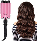 Three Barrel Curling Iron Triple Pipe LCD Hair Waver Temperature Adjustable Hair Curling Iron Hair Iron Curler Compatiable for All Hairstyles(US25mm)