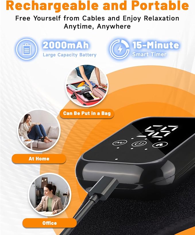 Massager 2026 Foot Relief Massager Portable Feet Relieve Machine Foot Massager for Neuropathy 3 Massage Modes 3 Heat Level Rechargeable Just 15 Minutes a Day (2PCS)