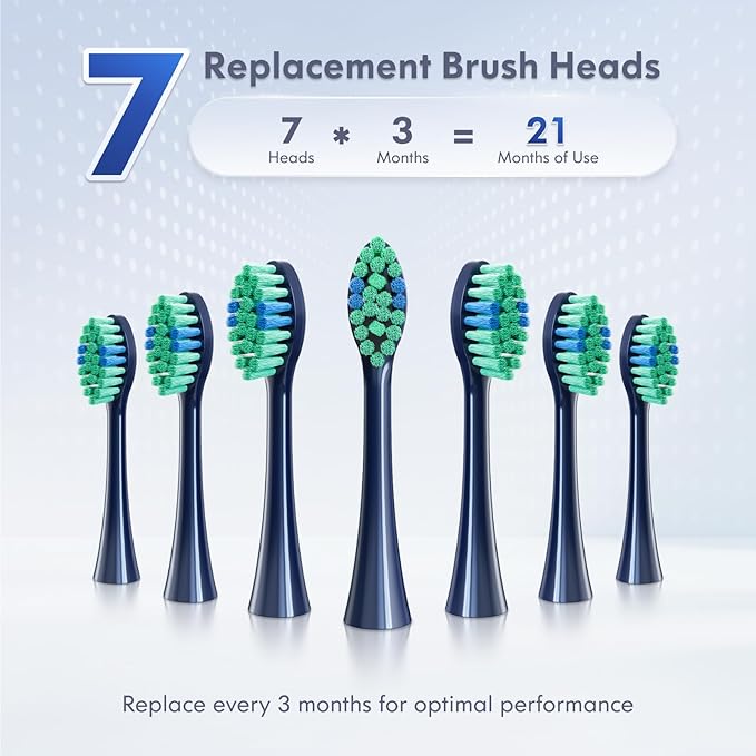 Electric Toothbrush for Adults Kids Electric Toothbrush Rechargeable Sonic Toothbrush Ultrasonic Toothbrush with Travel Case Holder &amp 7 Brush Heads 6 Modes &amp 3 Intensities 2-Minute Timer (B