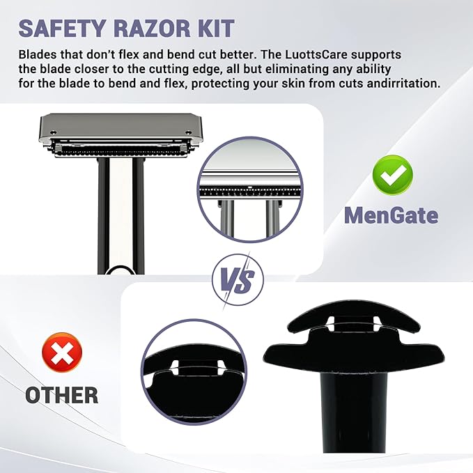 Adjustable 2-Blade Safety Razor Set with Magnetic Head for Men Women - with 10 Blades Shave Brush - Precision Shaving Reusable &amp Plastic-Free Shaver for Beard Head Leg Shaving