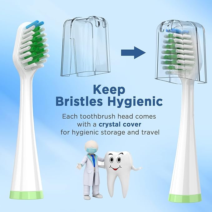 Replacement Brush Heads for Smile Bright Platinum Sonic Electric Toothbrush Soft Bristles 10-Pack with Covers
