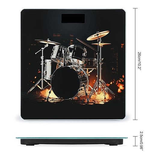 Drummer Bathroom Scale Large LCD Backlight Display Digital Scale Rounded Corners Body Scales Automatic Power On/Off Bathroom Scales for Home Bedrooms