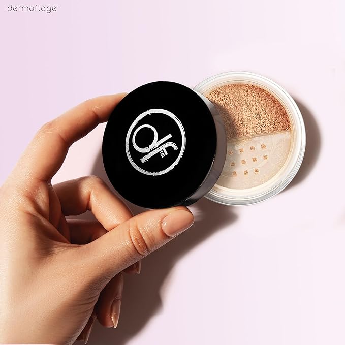 Dermaflage Mineral Powder Foundation - Full Coverage Talc-Free &amp Lasting Matte Finish - Natural Ingredients with Antioxidants - Safe for Sensitive Skin &amp Made in USA - Bronze Medium