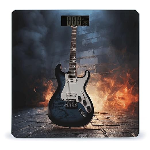 Electric Guitar Scale for Body Weight Anti-Slip Tempered Glass Digital Bathroom Scales Clear LCD Display Weighing Scale Safe Rounded Corners Smart Scales