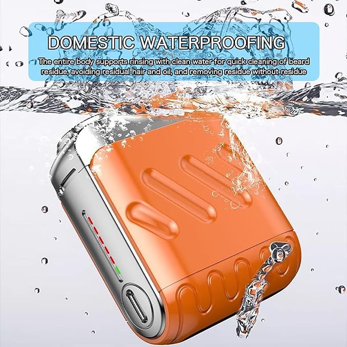 Luggage Mini Electric Rotary Dual Ring Pocket Beard Shaver Wet &amp Dry Shaving Cordless Rotary Shaver Portable Razor Suitcase Design USB Rechargeable for Home Travel (Blue)