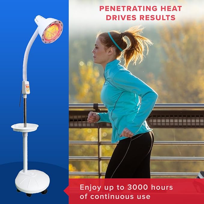 Infarex Stand-up Infrared Lamp | 275W Red Light Therapy Heat Bulb 3000h 110V | Rotating Adjustable Portable | Pain Relief Muscle Aches | Home Spa Dermatology Clinic Beauty Salon