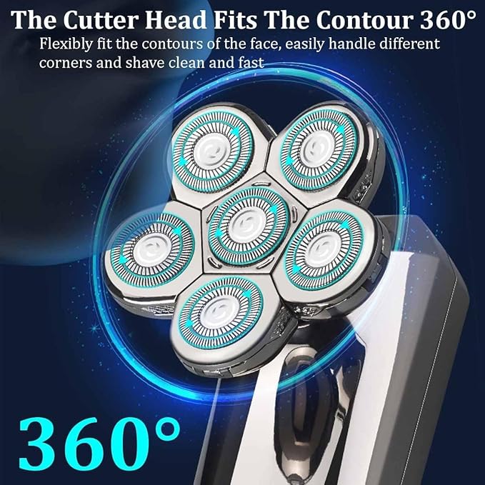 Head Shavers for Bald Men 8in1 Rechargeable Electric Shaver Five Floating Heads Razors Hair Clipper Nose Ear Hair Trimmer Men Facial Cleaning Brush