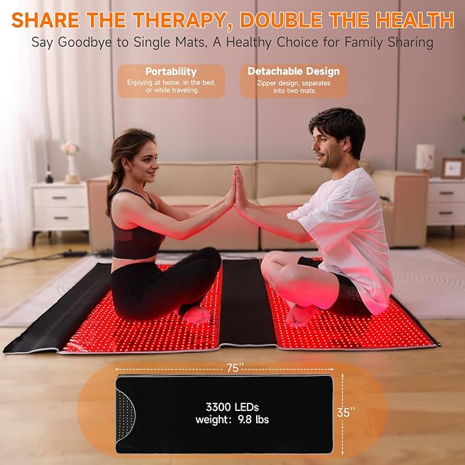 Red Light Therapy for Body 3300 LEDsRed Light Therapy Blanket Infrared Light Therapy Mat for Pain Relief Energy Sleep Recovery at Home