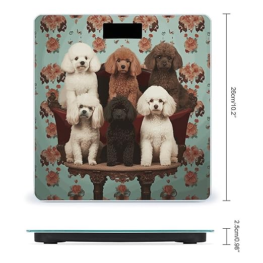 Poodles Dogs Weight Scale Large Bathroom Scales Digital Weight with Bright LED Display Non Slip Automatic Weighing Scale Fashion Weighing Machine for Body