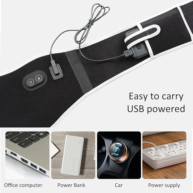 Adjust Heated Waist Belt Electric Heat Pads Fast Heating Lower Back Massager Heat Belly Wrap Belt with Vibration Massage Waist Wrap Belt Portable Heating Pad for Back Lumbar Waist