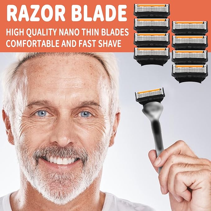 24 Replacement Razor Blades for Men – Compatible with Gillette ProGlide &ampRazor Systems 5-Blade Refills Wet Shave Value Pack Smooth &amp Precise