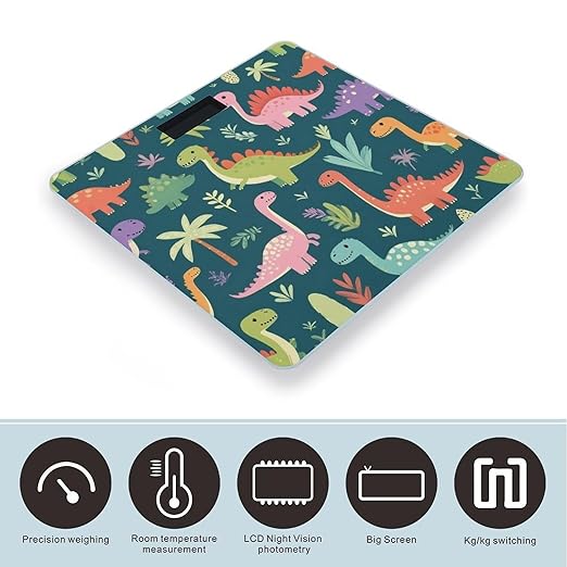 Smart Scale for Body Weight Digital Bathroom Weighing Scale Energy Saving Scale Funny Cute Dinosaurs