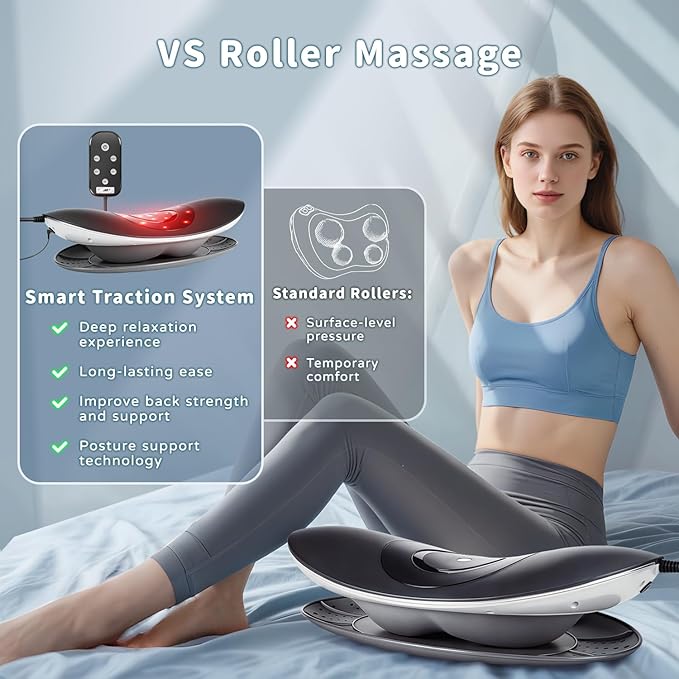 Zenopax Electric Lumbar Traction Device for Lower Back Pain Relief Back Massager with Dynamic Airbag Traction 3-Level Heat Vibration - Quick Relaxation Easy to Use Home/Office Use